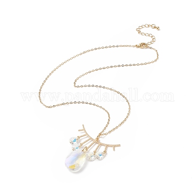 Колье с подвеской в форме капли NJEW-JN04231-1