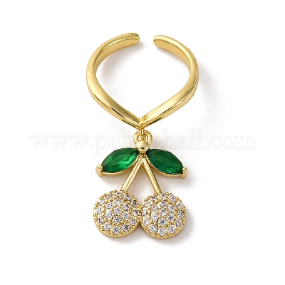 Открытые манжеты из латуни с микропаве и цирконием для женщин RJEW-U057-15G-1