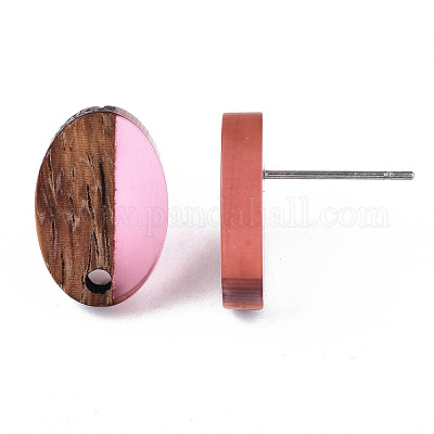 Серьги-гвоздики из смолы и ореха MAK-N032-004A-A04-1