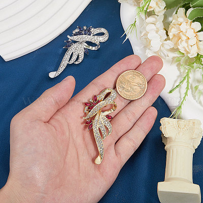 2 шт. 2 цвета цветочные сплавы стразы пряжки для шарфа зажимы для женщин JEWB-FH0001-52-1