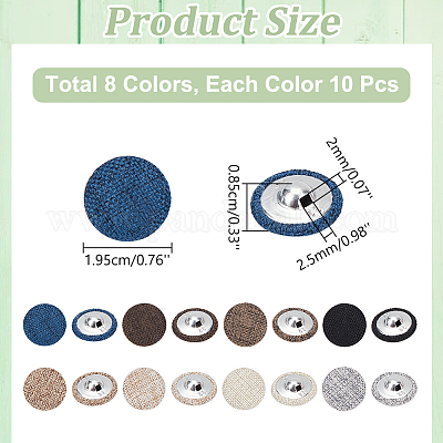 80 шт. 8-х цветная льняная пуговица с 1 отверстиями DIY-WR0003-45-1