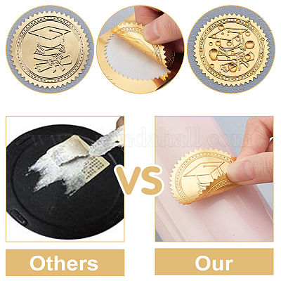 Wholesale CRASPIRE 100PCS Gold Foil Stickers Embossed 2inch Self-adhesive  Stickers Medal Decoration Stickers for Gift Envelope Card Bottle Decoration  (Be our guest) 