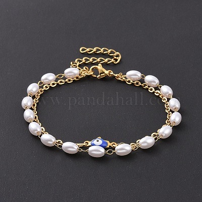 Многорядные браслеты из нержавеющей стали 304 с вакуумным покрытием PVD BJEW-E054-01G-E-1