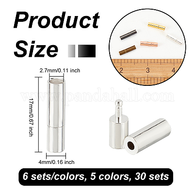 30 комплект 5-х цветных латунных штыковых застежек KK-OC0001-37C-1