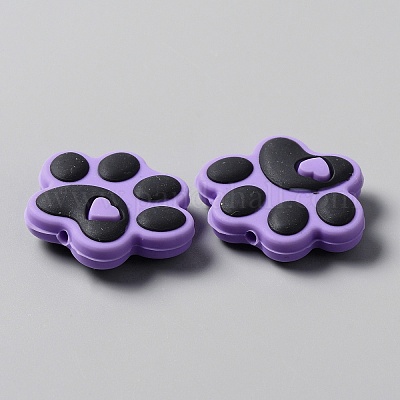 Экологически чистые силиконовые бусины с принтом собачьей лапы SIL-WH0008-45D-1