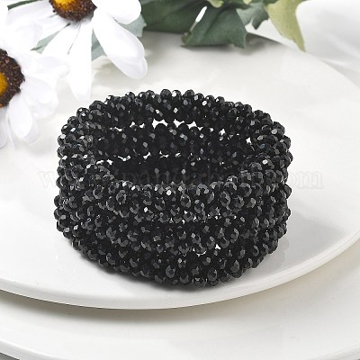 Граненые непрозрачные стеклянные бусины эластичные браслеты BJEW-S144-002E-01-1