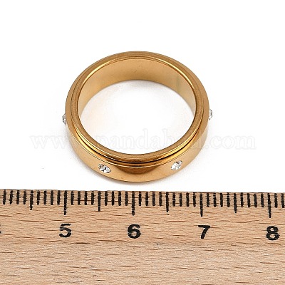 Вращающиеся кольца для пальцев из нержавеющей стали 304 со стразами RJEW-A074-01A-G-1