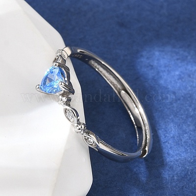 925 регулируемые кольца из стерлингового серебра с родиевым покрытием и кубическим цирконием RJEW-D300-05P-03-1