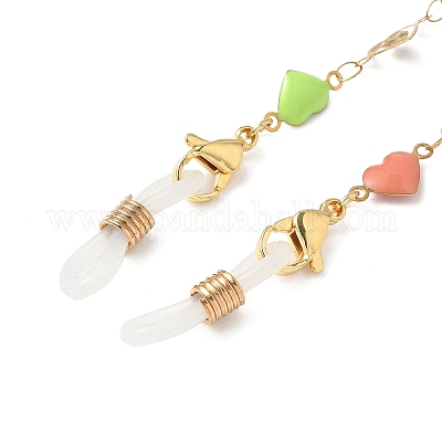 Цепочки для очков из нержавеющей стали 304 с эмалированными сердечками AJEW-EH00402-1