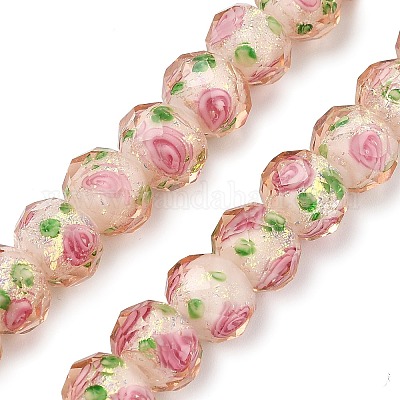 Нити из фольгированных бусин лэмпворк ручной работы FOIL-S136-001B-1