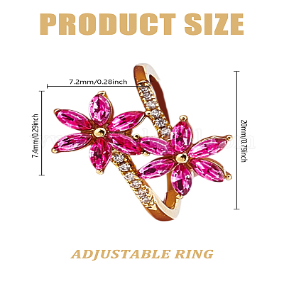 1 шт. цветочные латунные кольца с микропаве из кубического циркония для женщин&nbsp;RJEW-LP0003-37-1