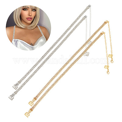 Нескользящие бретельки бюстгальтера со стразами из латуни FIND-GO00010-1