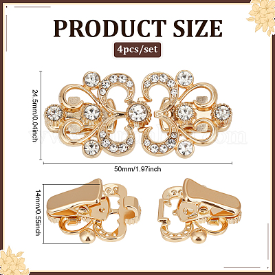 4 шт. зажимы для кардигана из цветочного сплава и стекла AJEW-PH0006-66G-1