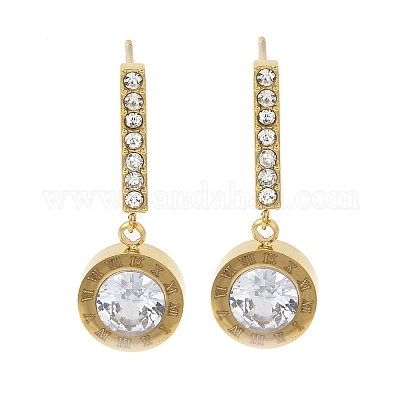 Женские серьги-гвоздики из нержавеющей стали 304 с инкрустацией стразами и прозрачными кубическими цирконами EJEW-M024-09G-1