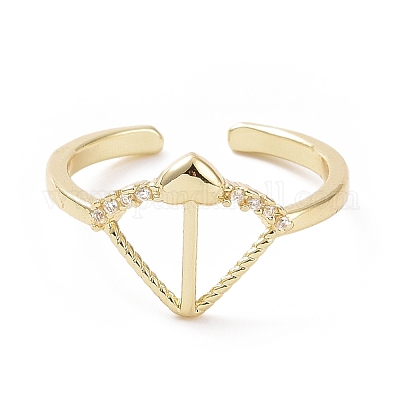 Открытое кольцо-манжета со стрелой купидона из прозрачного циркония RJEW-H127-39G-1