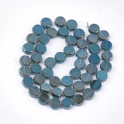 1 strand 24 pieces 12x5mm flat round electroplate glass beads-7672 