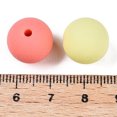 Прорезиненные бусины с имитацией силикона и акрила MACR-T048-01A-16-1