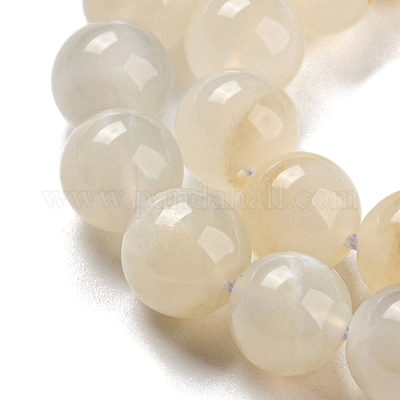 Натуральный белый лунный камень бисер пряди G-I268-A-8mm-01-1