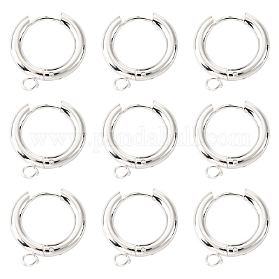 201 фурнитура для сережек-колец Huggie Hoop из нержавеющей стали STAS-P283-01E-S-1