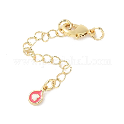 Удлинитель цепи из латуни и эмали в форме сердца KK-B148-05G-01-1