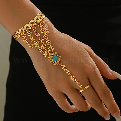 Браслеты-кольца из сплава с цветочным узором в стиле бохо для женщин PG0157-1