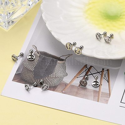 Серьги-штанги для хрящей из нержавеющей стали 201 EJEW-R147-33-1