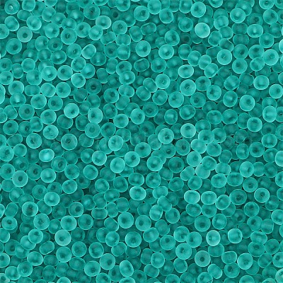 つや消し色ガラスシードビーズ ロンデル ライトシーグリーン 2mm 穴 