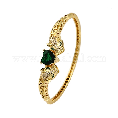 Браслеты с подвесками из латуни с микропаве из кубического циркония BJEW-H624-03G-1