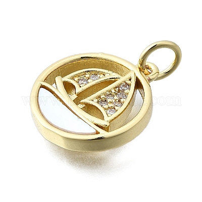 Латунные микропаве прозрачные подвески с фианитом KK-V010-20G-1