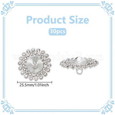 30 шт. пуговицы со стразами из сплава BUTT-MA0001-03-1