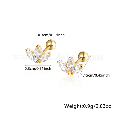 S925 серьги-гвоздики из стерлингового серебра с прозрачными кубическими цирконами в форме цветка-лепестка DX5333-1-1