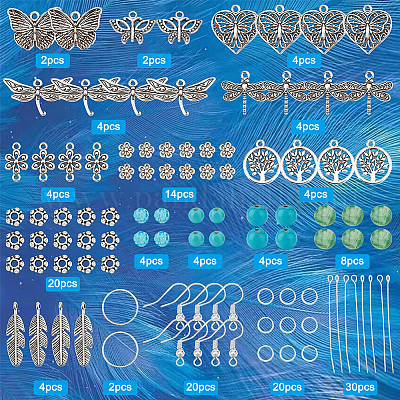 Sunnyclue 1 scatola 10 paia farfalla ciondola creazione di starter kit  fascini della libellula fascino della