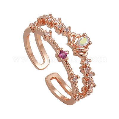 Регулируемые латунные открытые манжеты с микропаве из кубического циркония для женщин KU0823-1-1