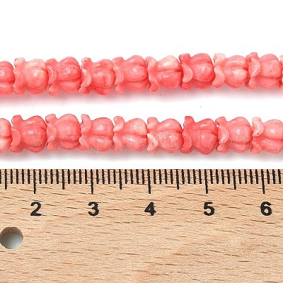 Нити резных бусин синтетического коралла&nbsp;SHEL-G023-01A-1