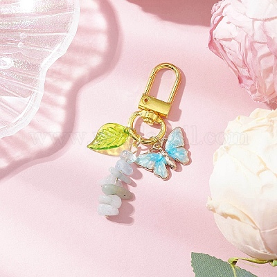 Подвесные украшения из натуральной аквамариновой крошки HJEW-JM03258-04-1