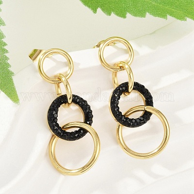 Серьги-гвоздики из полимерной глины и нержавеющей стали 304 с кольцами EJEW-V004-03G-02-1