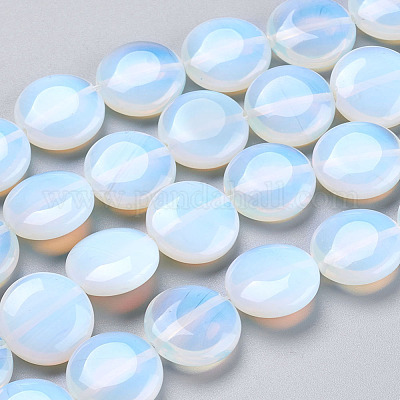 Flache runde Opalite Perlen Stränge&nbsp;G-S110-25-1
