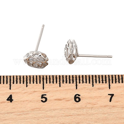 Серьги-гвоздики rose 925 из стерлингового серебра с микропаве из прозрачных кубических цирконий EJEW-S271-01P-1