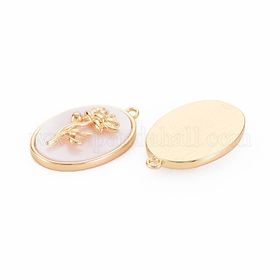 Подвески из латуни с цветочным принтом KK-S364-287-1