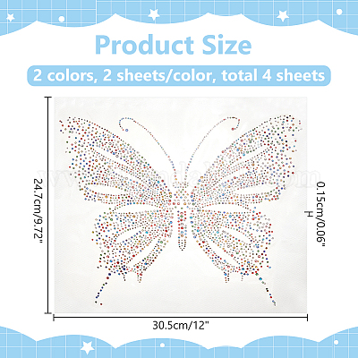 4 лист 2 цвета бабочка горячая фиксация стразы DIY-WR0003-89-1