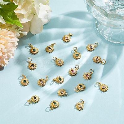 20шт латунные подвески с микропаве и кубическим цирконием KK-GO0002-09-1