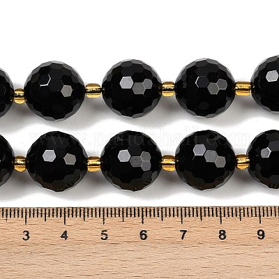 Натуральные бусины из черного оникса (окрашенные и нагретые) G-C249-A11-16mm-1