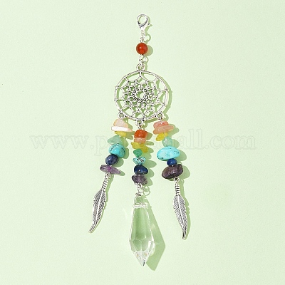 Чакра натуральные и синтетические драгоценные камни и сплавы подвесные украшения HJEW-FS00024-1