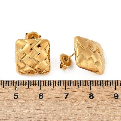 Серьги-гвоздики из нержавеющей стали 304 с текстурой EJEW-G423-28C-G-1