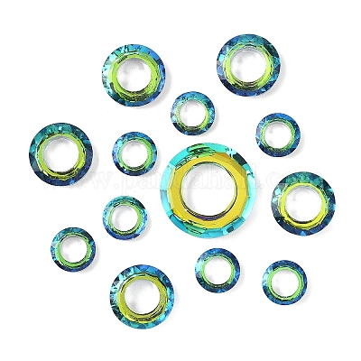 16 шт. 3 стиля гальванических стеклянных соединительных колец&nbsp;GLAA-YW0005-28C-1