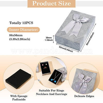 Прямоугольные бумажные подарочные коробки для хранения ювелирных изделий с бантом CON-TAC0014-12A-1