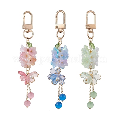 3 шт. подвесных украшений в виде кошачьего глаза и цветка Arcylic HJEW-TA00434-1