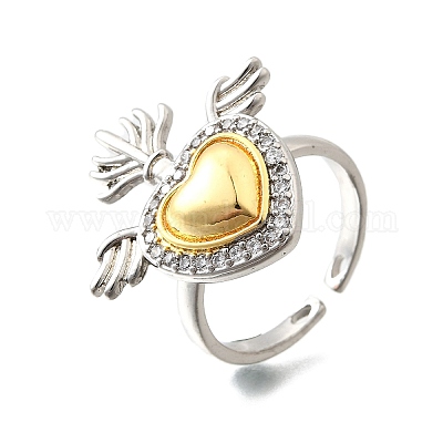 Манжеты из латуни с микро паве кубический цирконий для женщин RJEW-F184-01B-GP-1