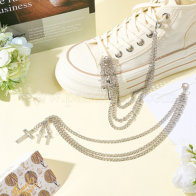 2 шт. двухслойные браслеты из сплава с крестиками для женщин&nbsp;AJEW-SP0001-96-1