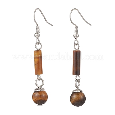 Серьги-подвески с натуральным зеленым авантюрином EJEW-JE06661-1